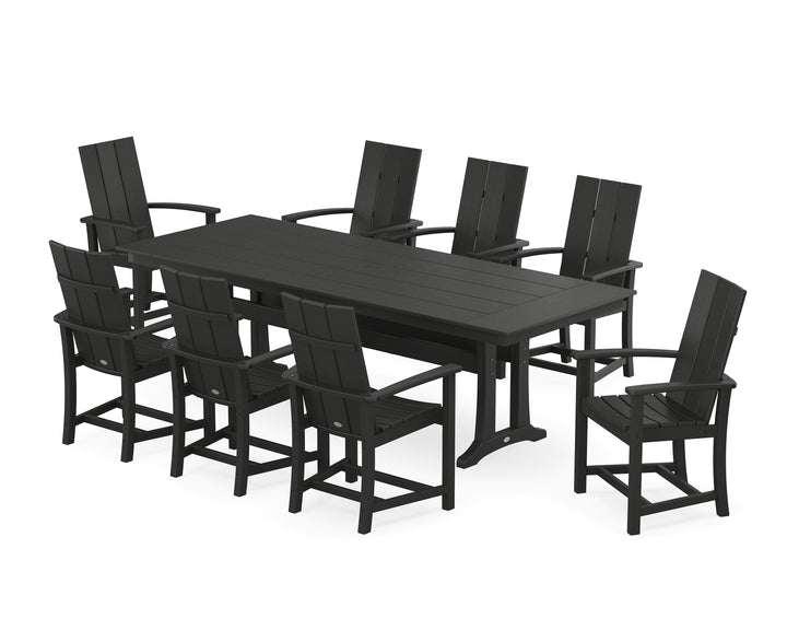POLYWOOD® Modern Adirondack 9-Piece Farmhouse Dining Set with Trestle Legs