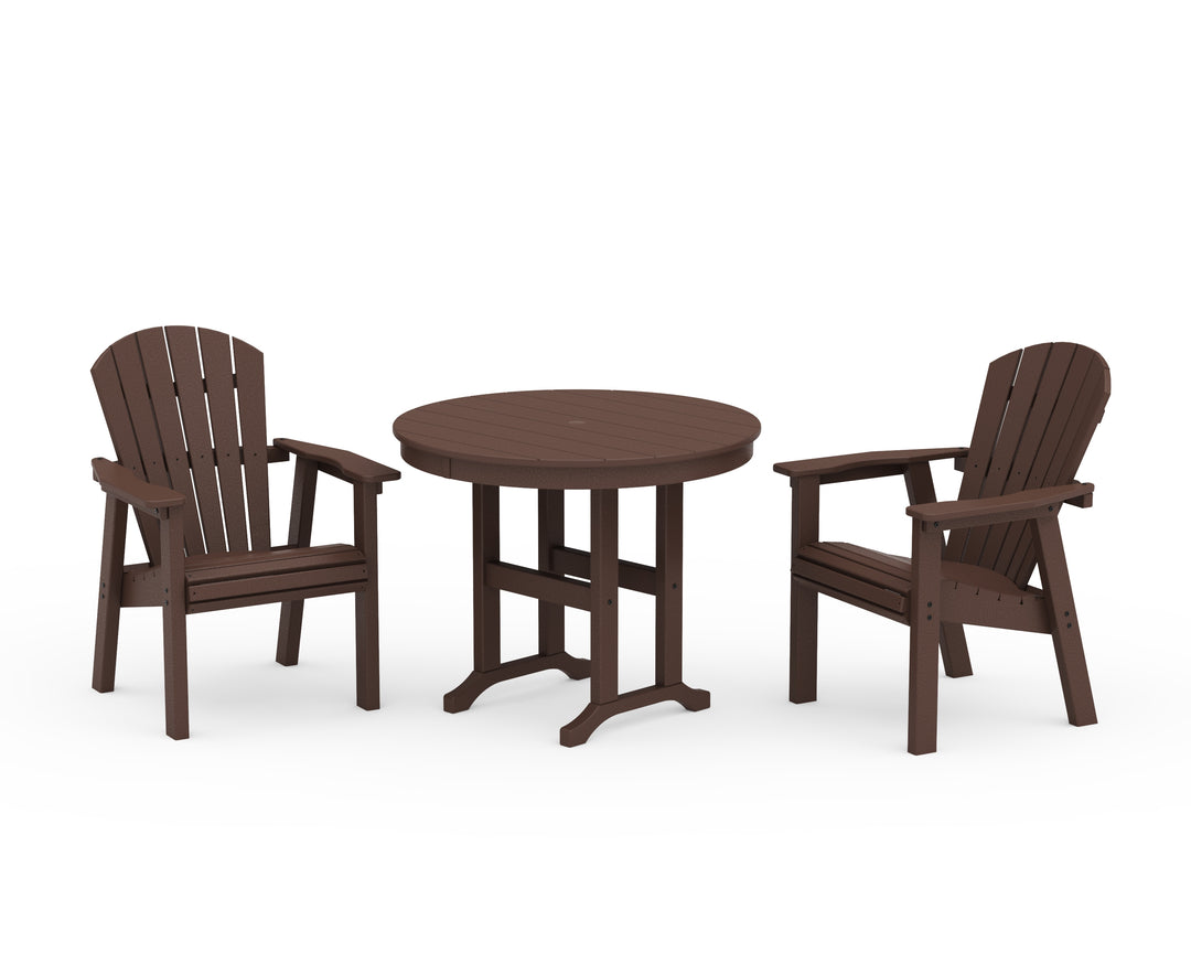 POLYWOOD® Seashell 3-Piece Round Farmhouse Dining Set