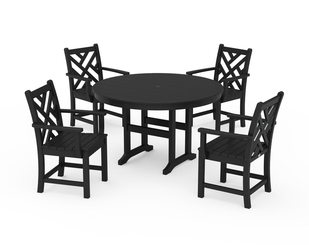 POLYWOOD® Chippendale 5-Piece Round Farmhouse Dining Set