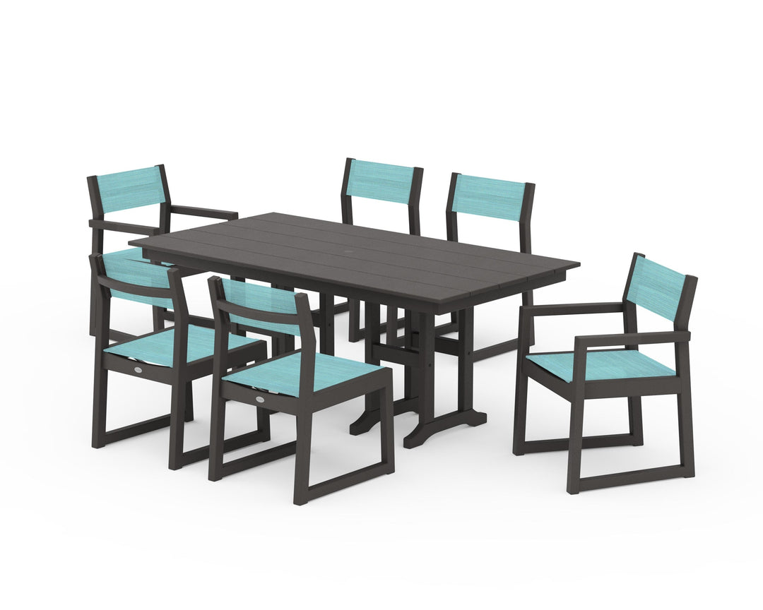 POLYWOOD® EDGE Sling 7-Piece Farmhouse Dining Set