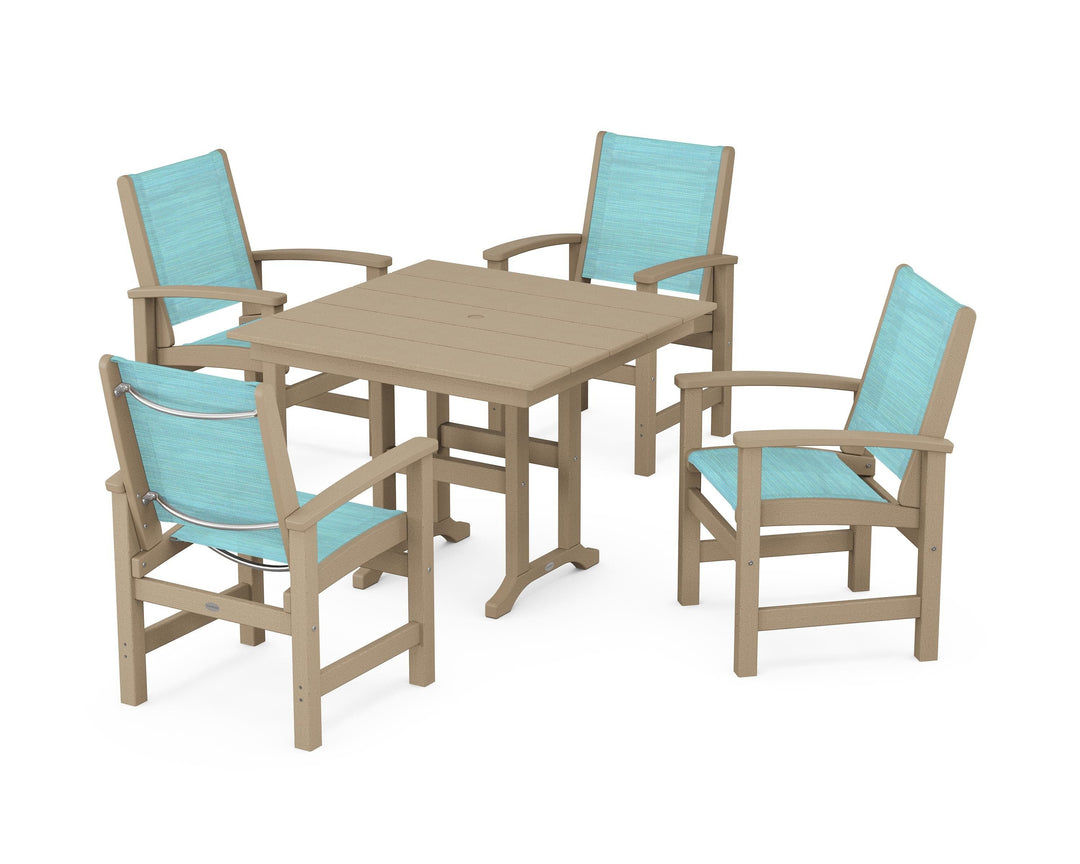POLYWOOD® Coastal 5-Piece Farmhouse Dining Set