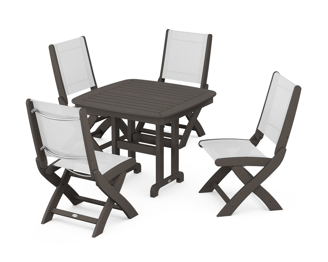 POLYWOOD® Coastal Folding Side Chair 5-Piece Dining Set
