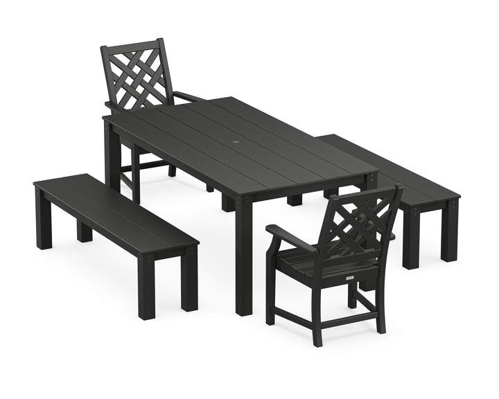 Country Living Wovendale 5-Piece Parsons Dining Set with Benches