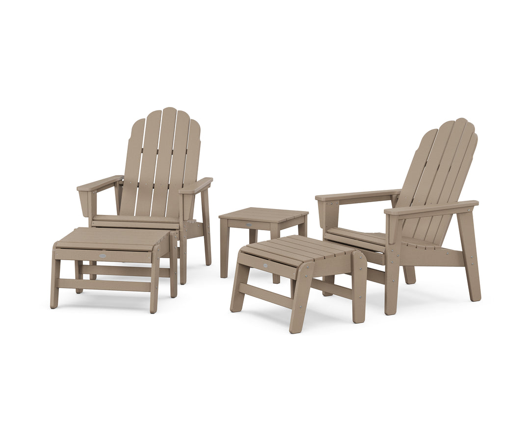 POLYWOOD® 5-Piece Vineyard Grand Upright Adirondack Set with Ottomans and Side Table