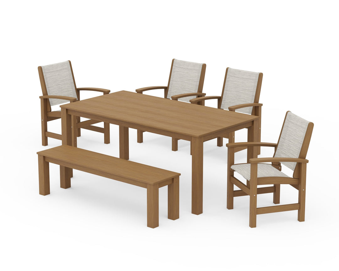 POLYWOOD® Coastal 6-Piece Parsons Dining Set with Bench