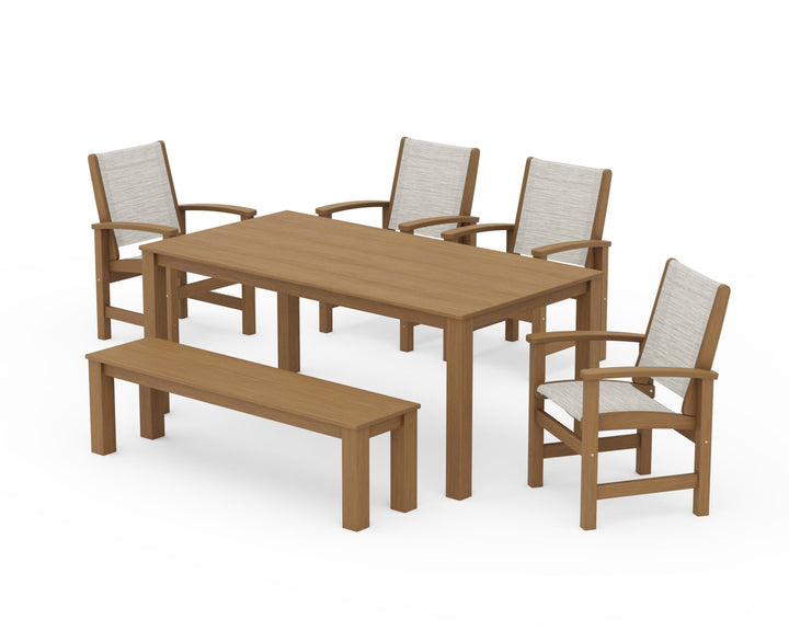 POLYWOOD® Coastal 6-Piece Parsons Dining Set with Bench