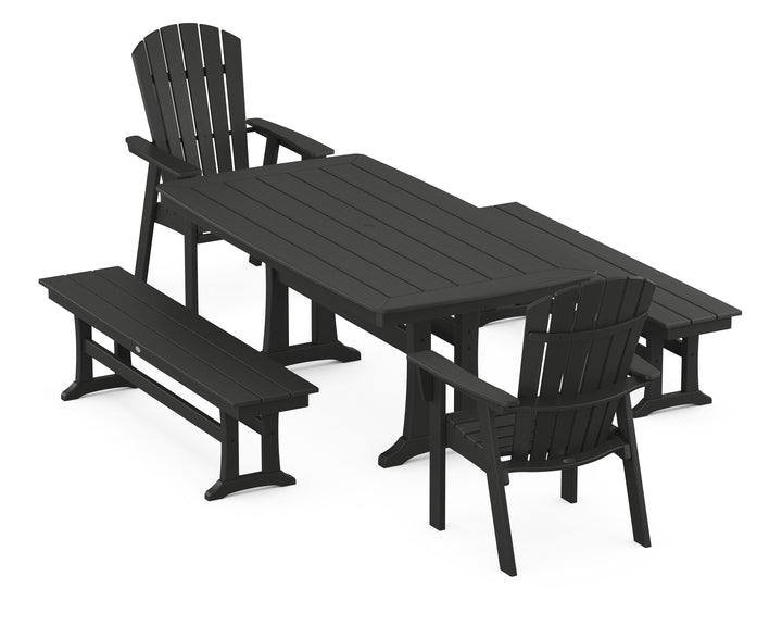 POLYWOOD® Nautical Adirondack 5-Piece Dining Set with Trestle Legs