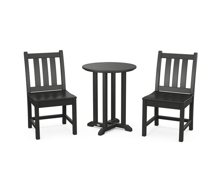 POLYWOOD® Traditional Garden Side Chair 3-Piece Round Bistro Dining Set