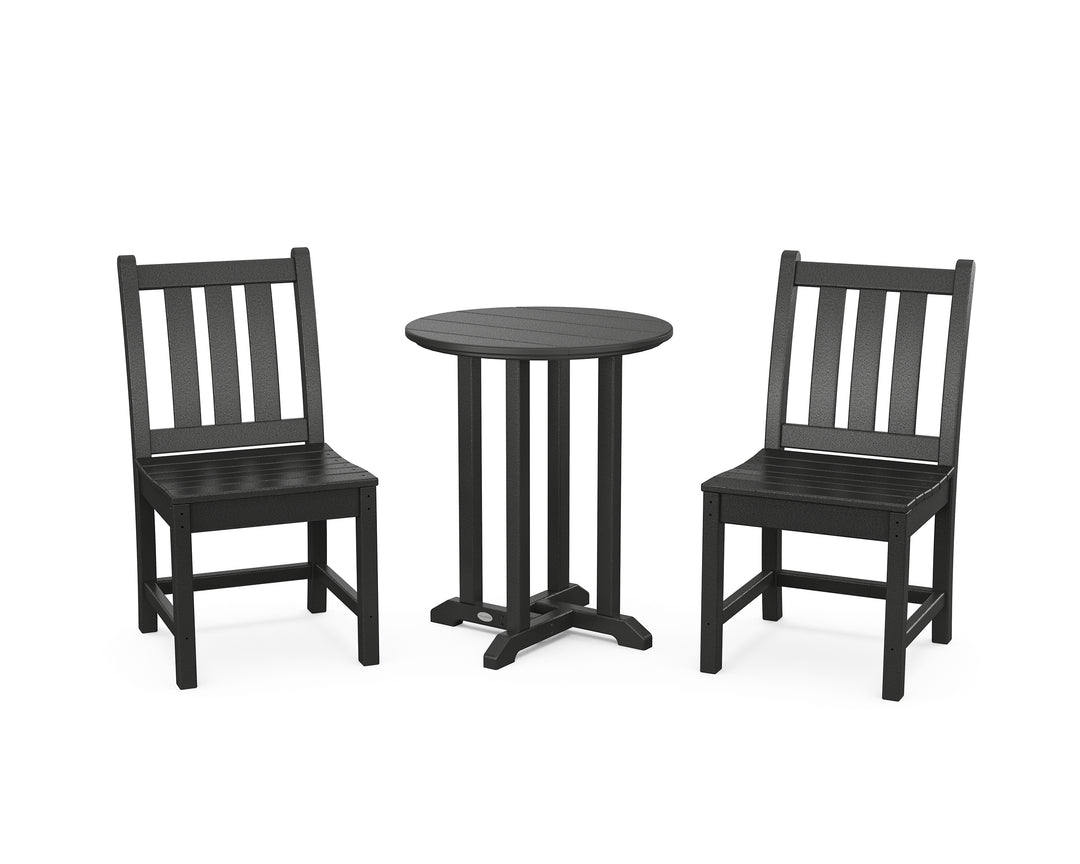 POLYWOOD® Traditional Garden Side Chair 3-Piece Round Bistro Dining Set