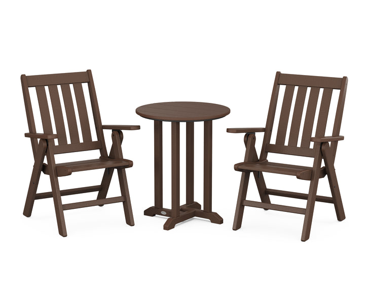 POLYWOOD® Vineyard Folding Chair 3-Piece Round Bistro Dining Set