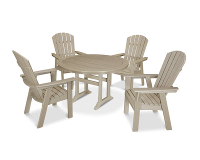 Nautical Curveback Adirondack 5-Piece Round Dining Set with Trestle Legs