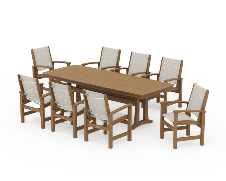 POLYWOOD® Coastal 9-Piece Dining Set with Trestle Legs