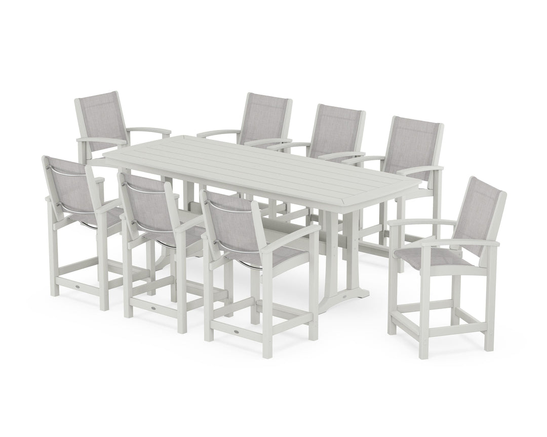 POLYWOOD® Coastal 9-Piece Counter Set with Trestle Legs