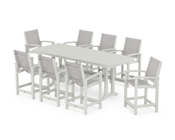 POLYWOOD® Coastal 9-Piece Counter Set with Trestle Legs