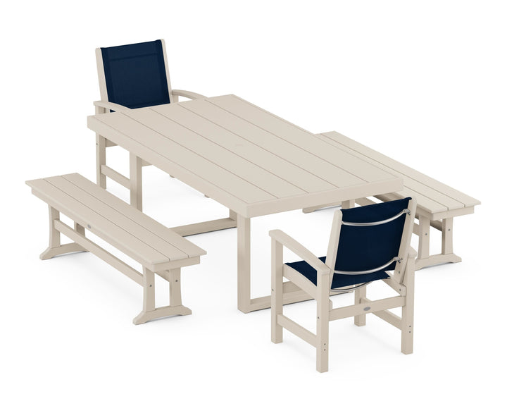 POLYWOOD® Coastal 5-Piece Dining Set with Trestle Legs