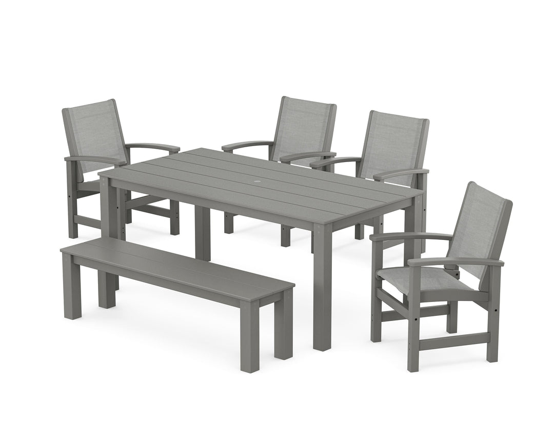 POLYWOOD® Coastal 6-Piece Parsons Dining Set with Bench