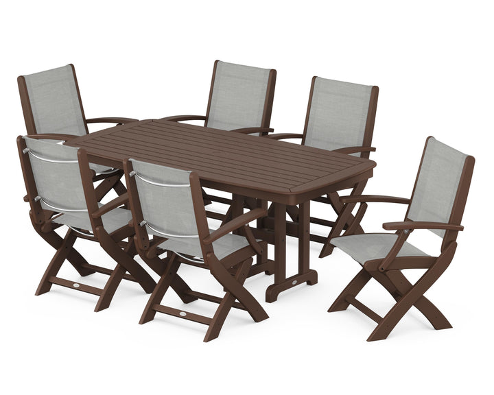 POLYWOOD® Coastal Folding Arm Chair 7-Piece Dining Set