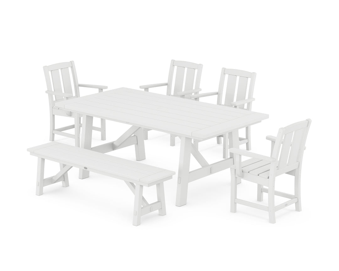 POLYWOOD® Mission 6-Piece Rustic Farmhouse Dining Set with Bench