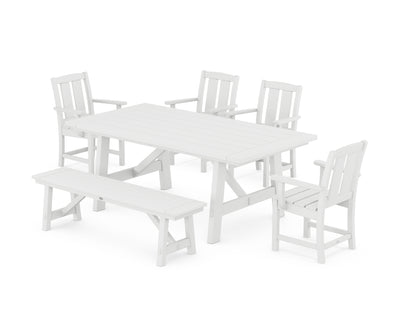 Mission 6-Piece Rustic Farmhouse Dining Set with Bench