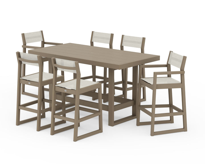 POLYWOOD® EDGE Sling 7-Piece Bar Table Set