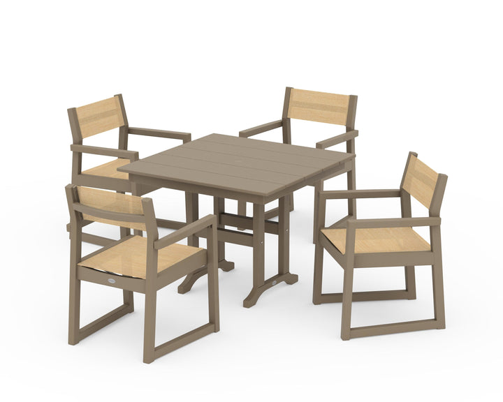 POLYWOOD® EDGE Sling Arm Chair 5-Piece Farmhouse Dining Set