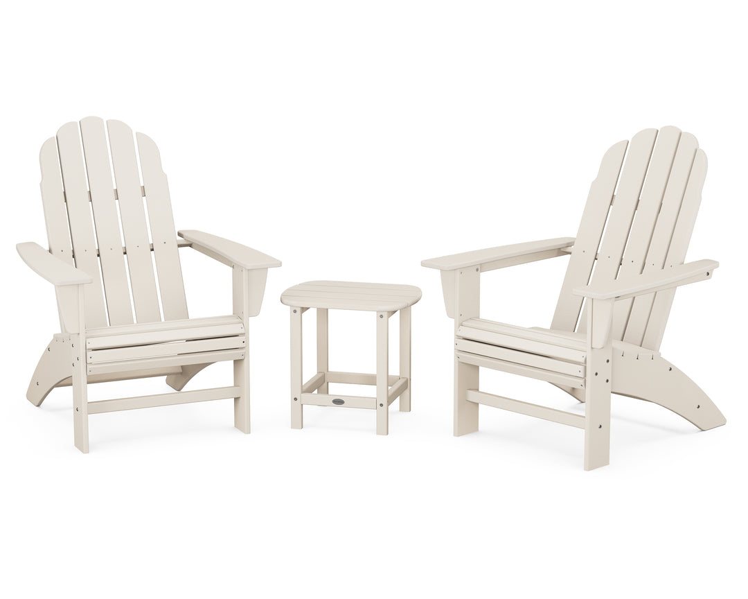 POLYWOOD® Vineyard 3-Piece Curveback Adirondack Set with South Beach 18" Side Table