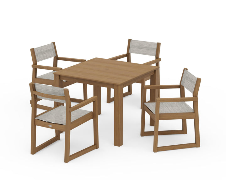 POLYWOOD® EDGE Sling Arm Chair 5-Piece Parsons Dining Set
