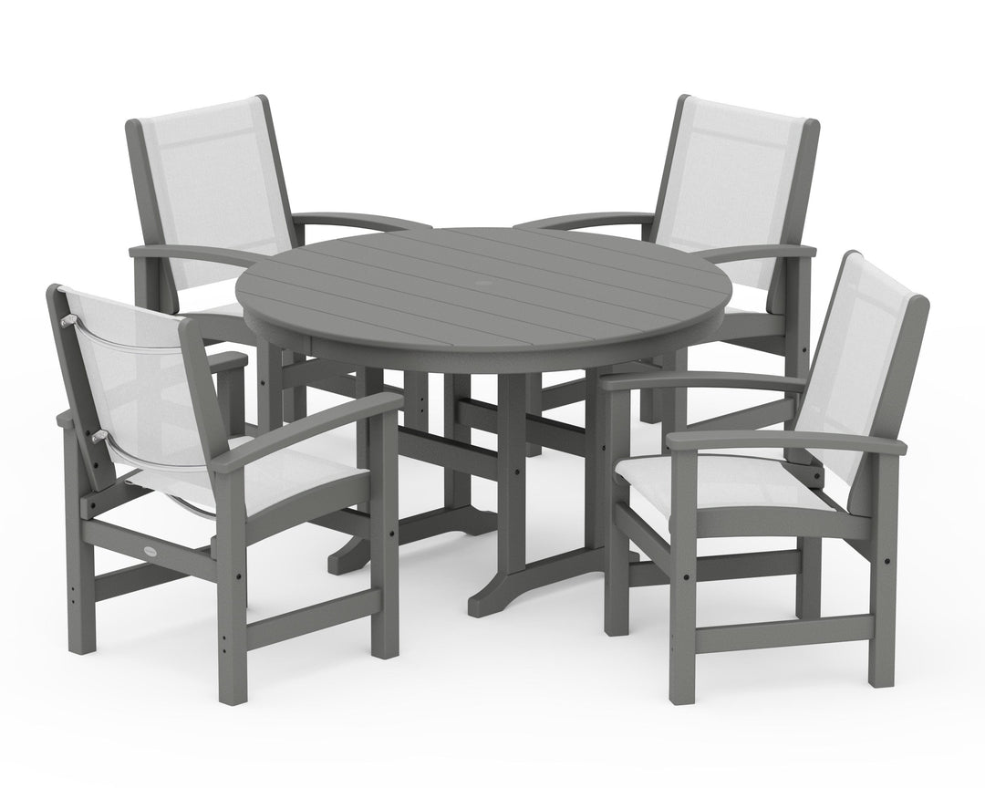 POLYWOOD® Coastal 5-Piece Round Farmhouse Dining Set