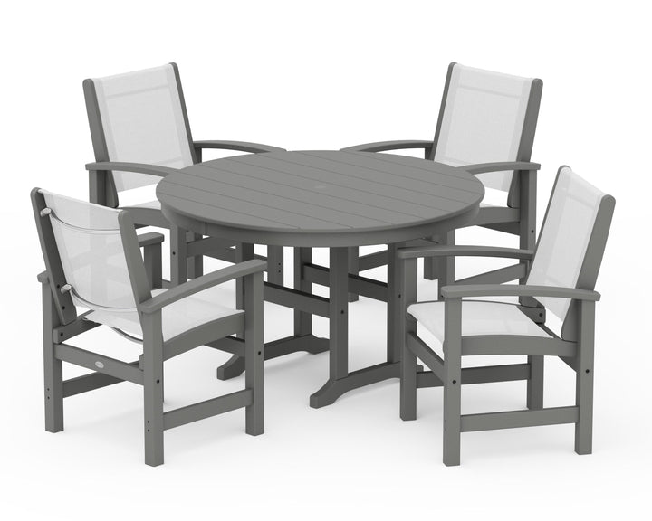 POLYWOOD® Coastal 5-Piece Round Farmhouse Dining Set