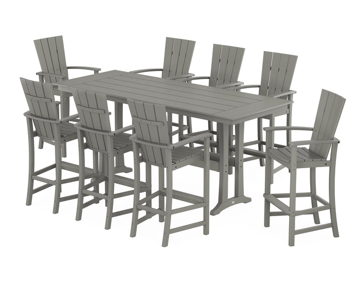POLYWOOD® Quattro Adirondack 9-Piece Farmhouse Bar Set with Trestle Legs