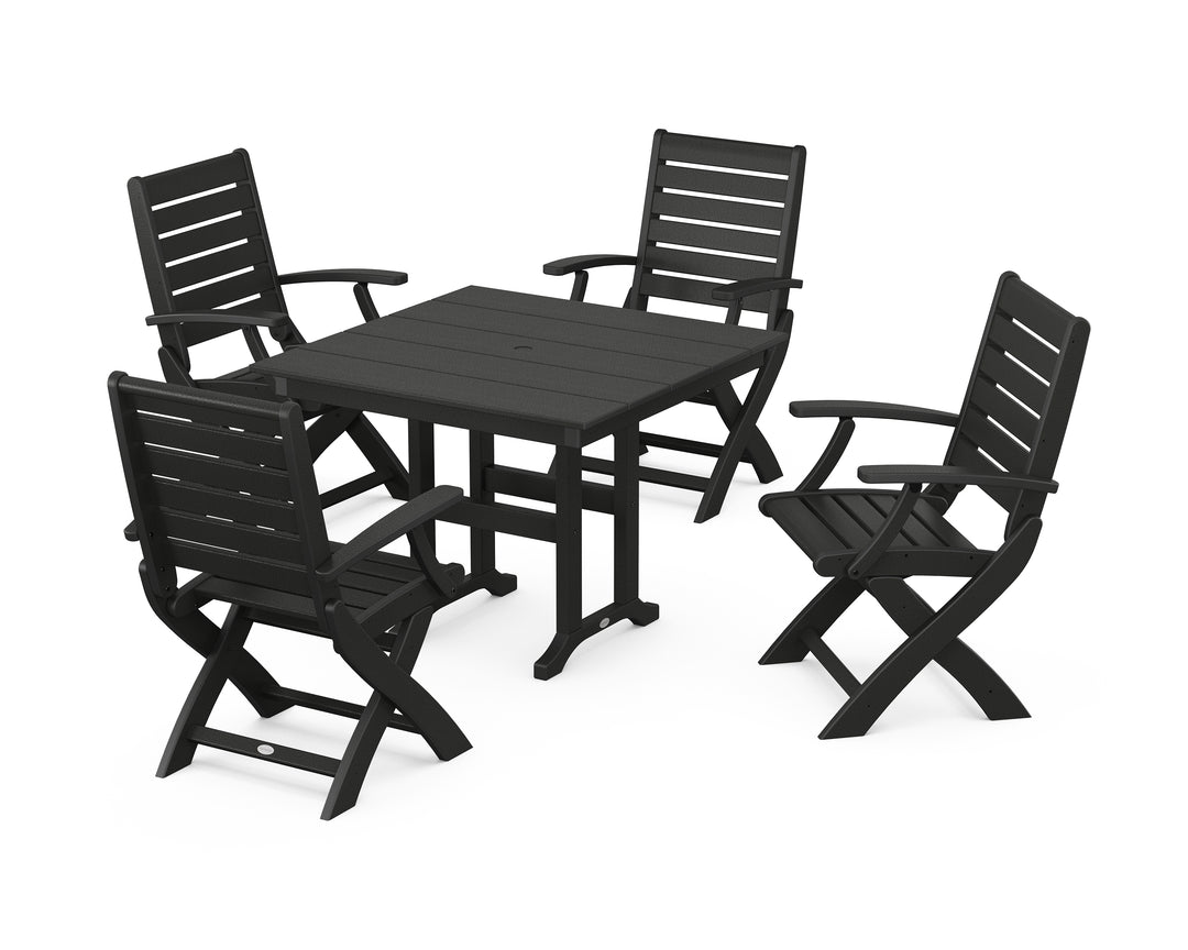 POLYWOOD® Signature Folding Chair 5-Piece Farmhouse Dining Set