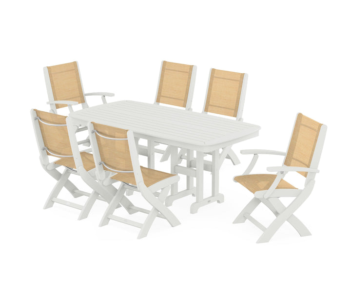 POLYWOOD® Coastal Folding Chair 7-Piece Dining Set