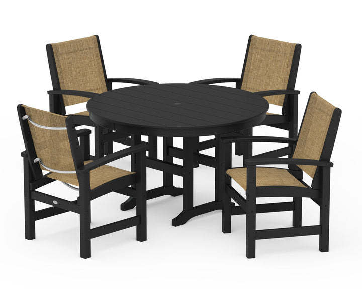 POLYWOOD® Coastal 5-Piece Round Farmhouse Dining Set