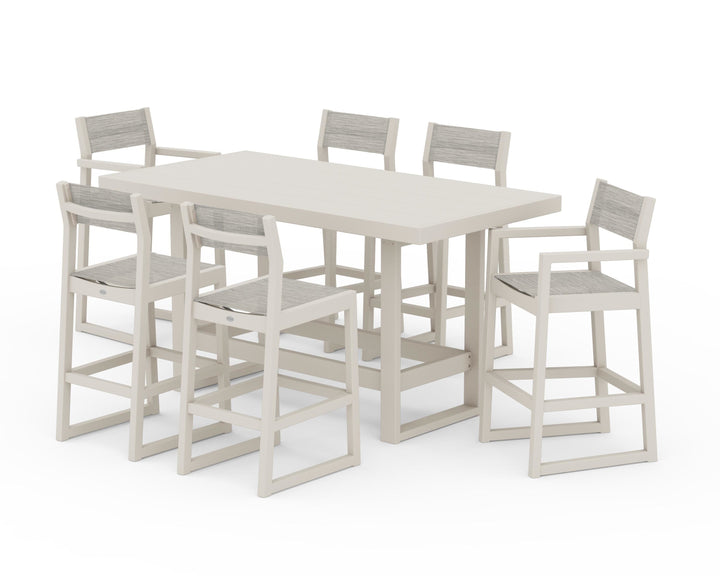 POLYWOOD® EDGE Sling 7-Piece Bar Table Set