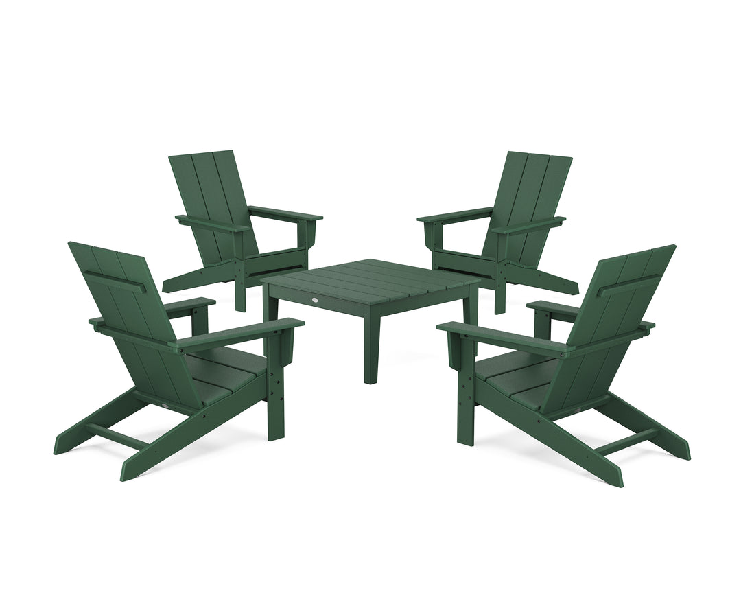 POLYWOOD® 5-Piece Modern Studio Adirondack Chair Conversation Group