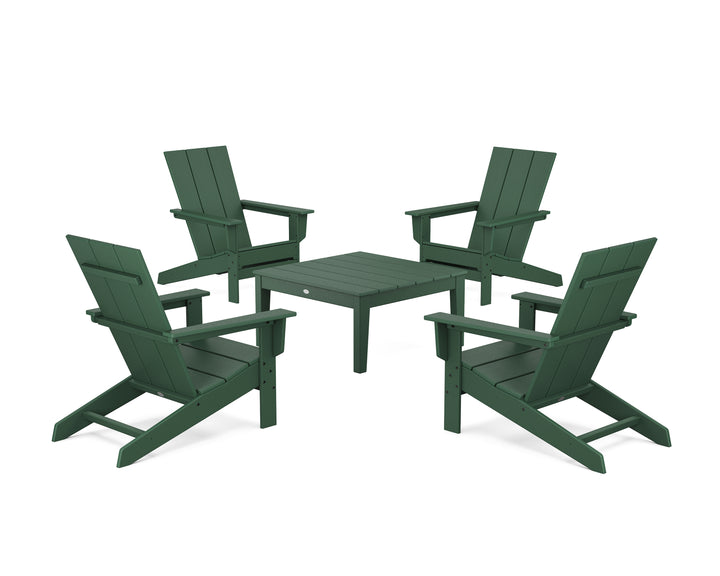 POLYWOOD® 5-Piece Modern Studio Adirondack Chair Conversation Group