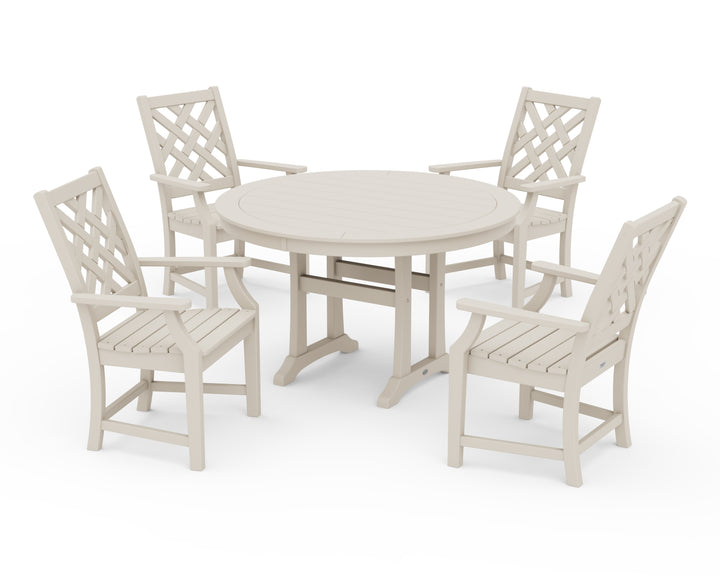 Country Living Wovendale 5-Piece Round Dining Set with Trestle Legs