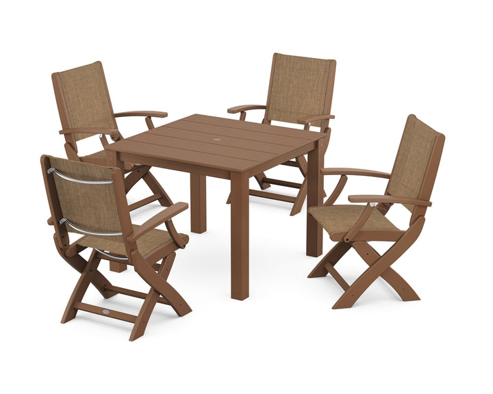 POLYWOOD® Coastal Folding Chair 5-Piece Parsons Dining Set