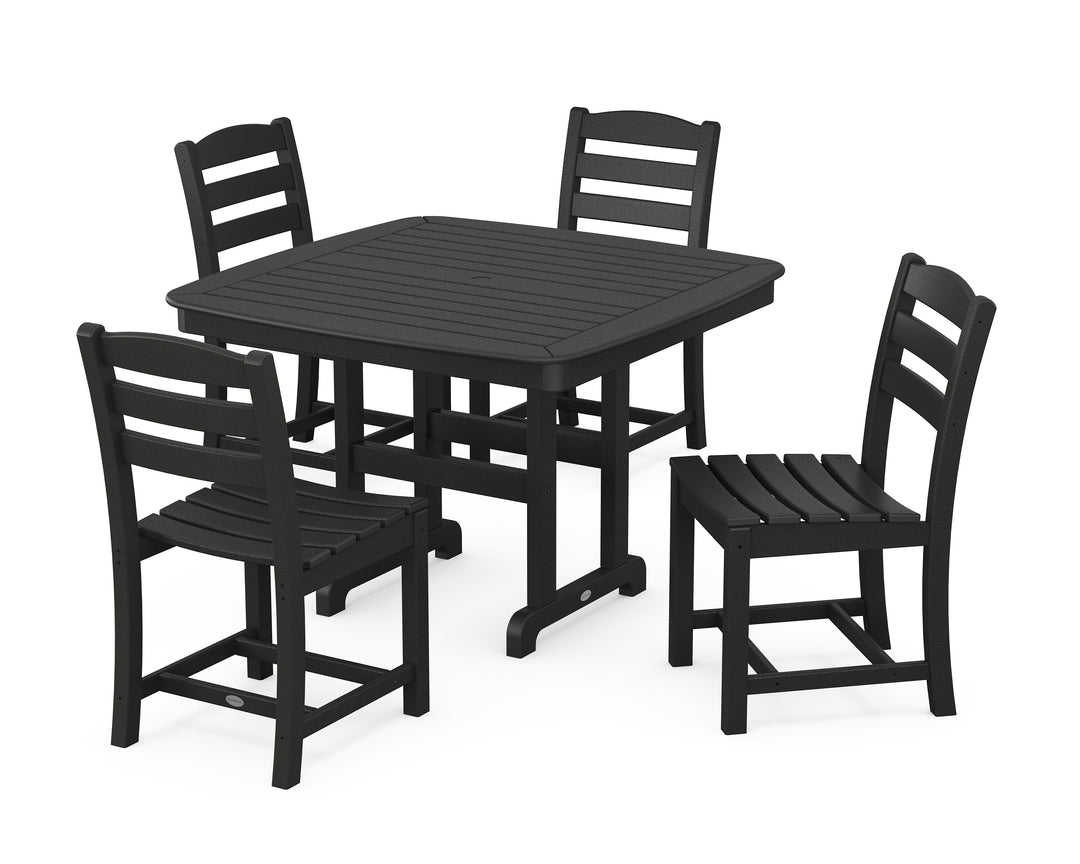 POLYWOOD® La Casa Café Side Chair 5-Piece Dining Set with Nautical Dining Table with Trestle Legs