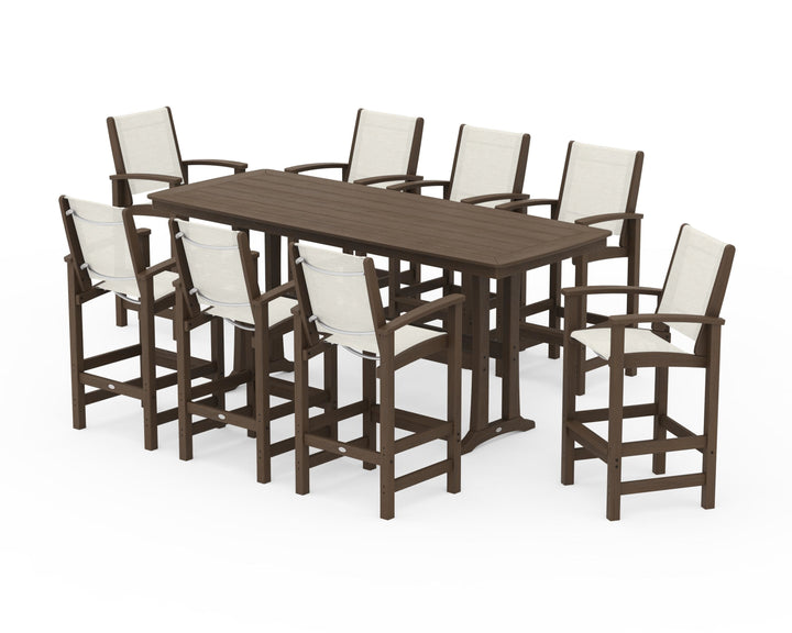 POLYWOOD® Coastal 9-Piece Bar Set with Trestle Legs