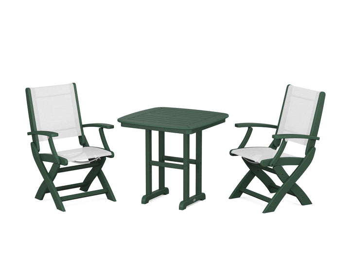 POLYWOOD® Coastal Folding Chair 3-Piece Dining Set