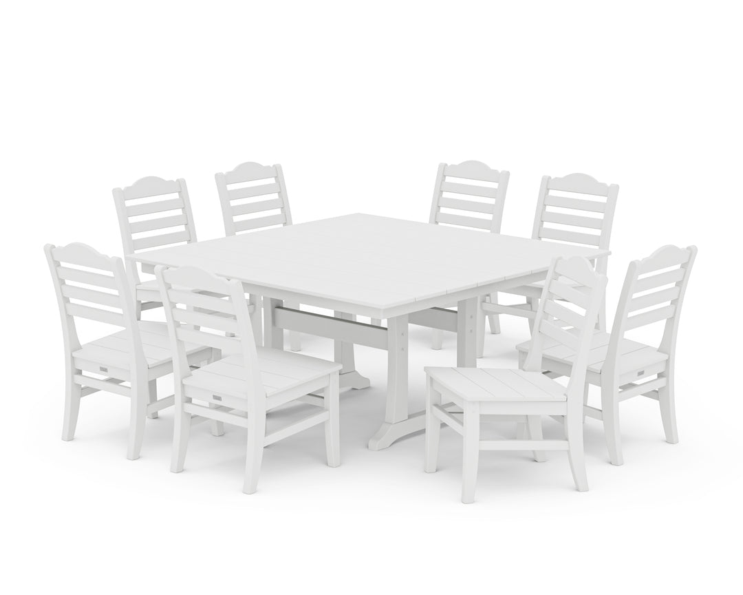 POLYWOOD® Savannah Side Chair 9-Piece Square Farmhouse Dining Set with Trestle Legs
