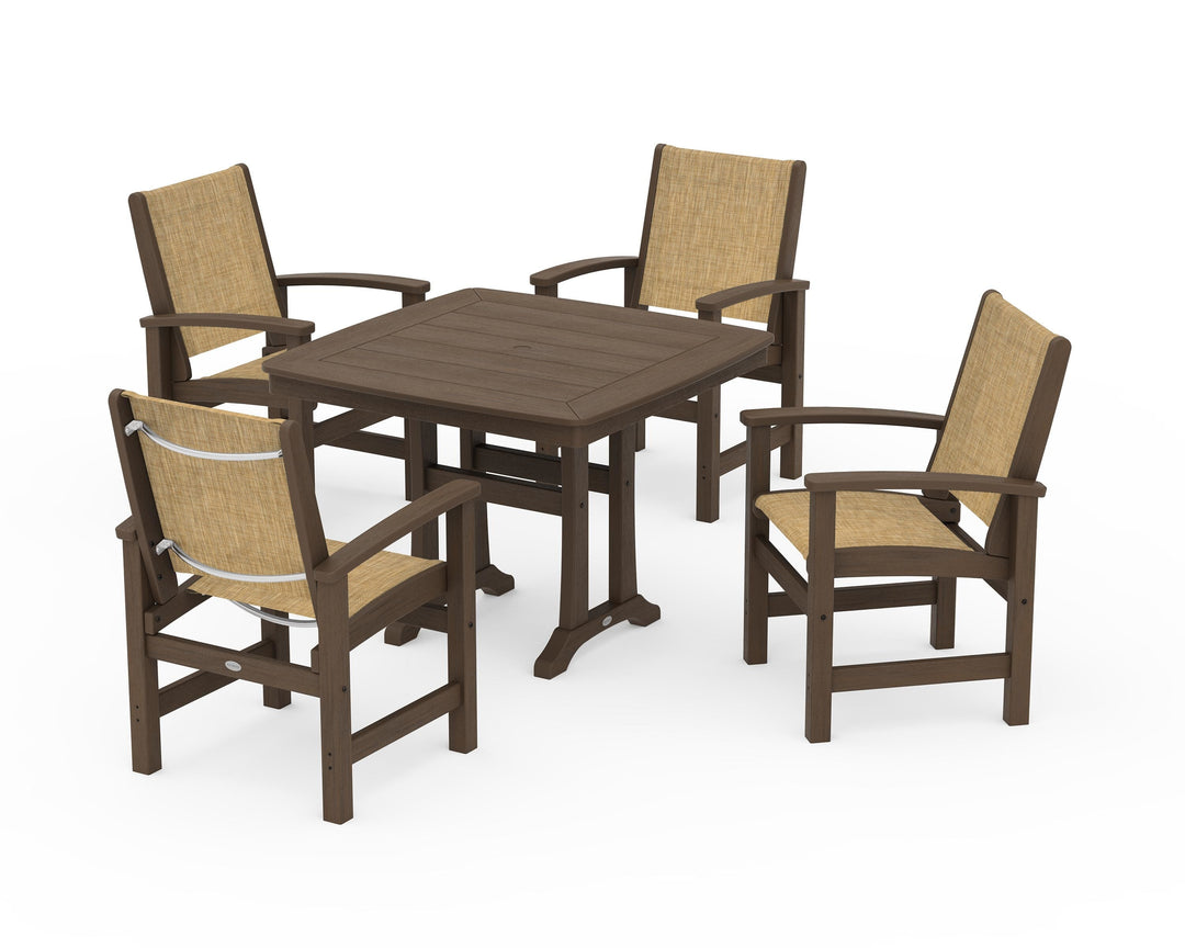 POLYWOOD® Coastal 5-Piece Dining Set with Trestle Legs
