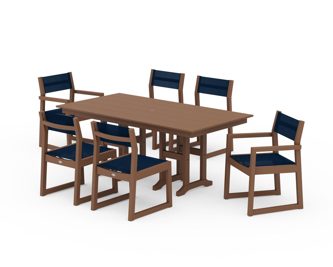 POLYWOOD® EDGE Sling 7-Piece Farmhouse Dining Set