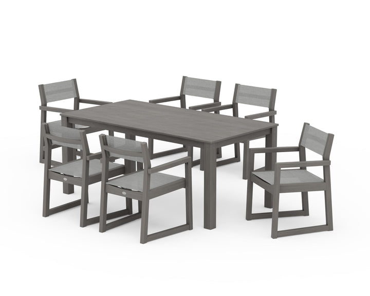 POLYWOOD® EDGE Sling Arm Chair 7-Piece Parsons Dining Set