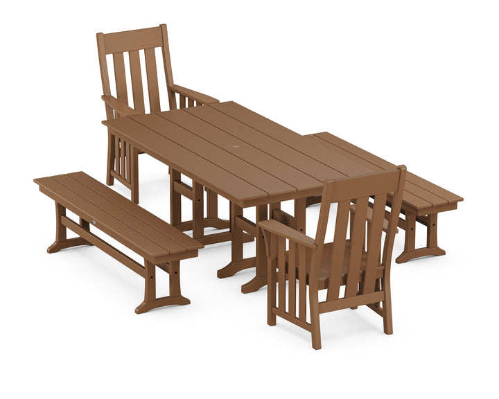 Martha Stewart by POLYWOOD® Acadia 5-Piece Farmhouse Dining Set with Benches