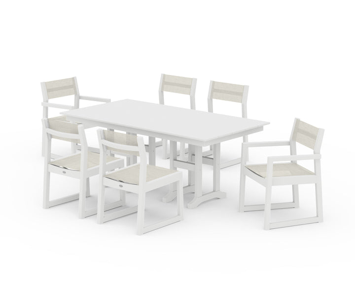 POLYWOOD® EDGE Sling 7-Piece Farmhouse Dining Set