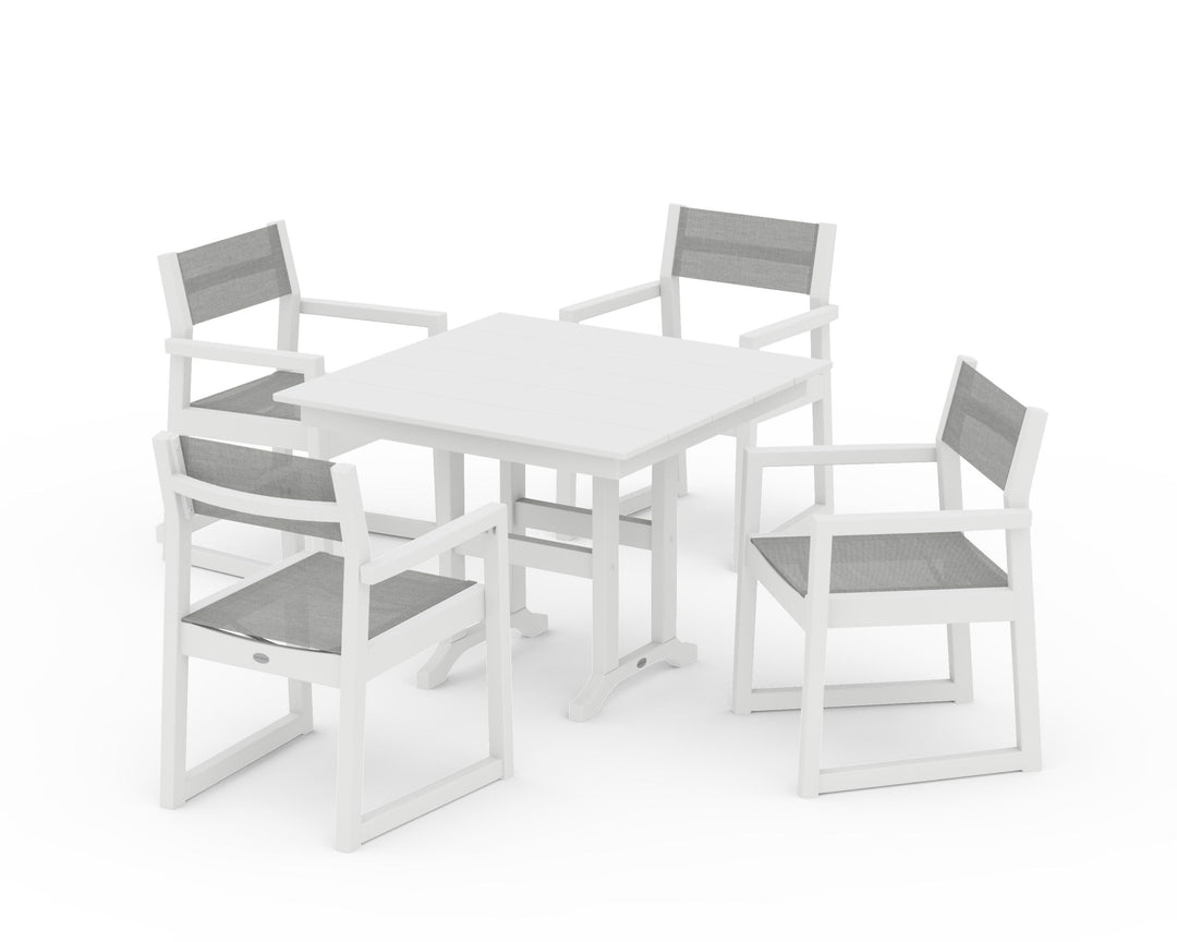 POLYWOOD® EDGE Sling Arm Chair 5-Piece Farmhouse Dining Set