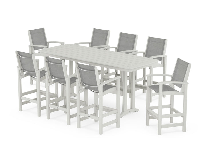 POLYWOOD® Coastal 9-Piece Bar Set with Trestle Legs