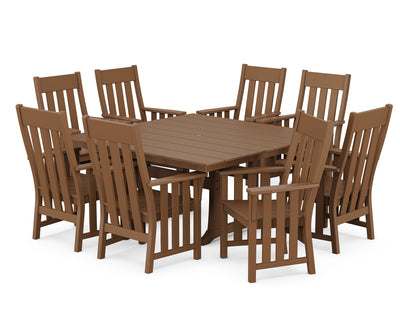 Acadia 9-Piece Square Farmhouse Dining Set with Trestle Legs